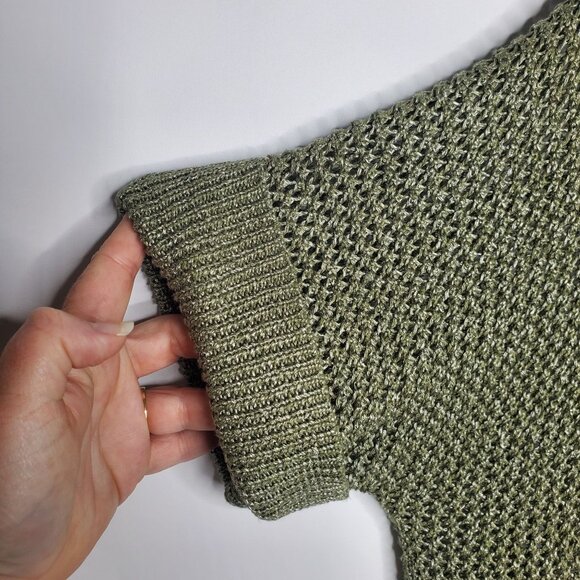 Chico's Womens Open Knit Pullover Sweater Size 2 US L Green Short Sleeve Beach - Picture 3 of 10